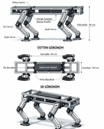 GökBot X1 – Dört Ayaklı Akıllı Robot Köpek (Sesli Komut ve Otonom Yürüyüş Özellikli)