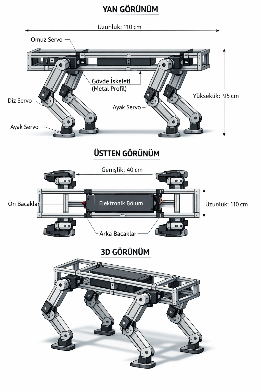GökBot X1 – Dört Ayaklı Akıllı Robot Köpek (Sesli Komut ve Otonom Yürüyüş Özellikli)