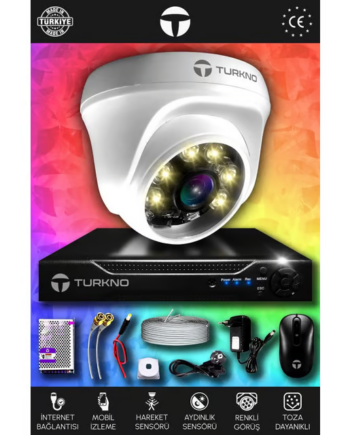 TURKNO 1 Kameralı Domie 1 İç Kamera Set HDD'siz Full HD Renkli Gece Görüşlü