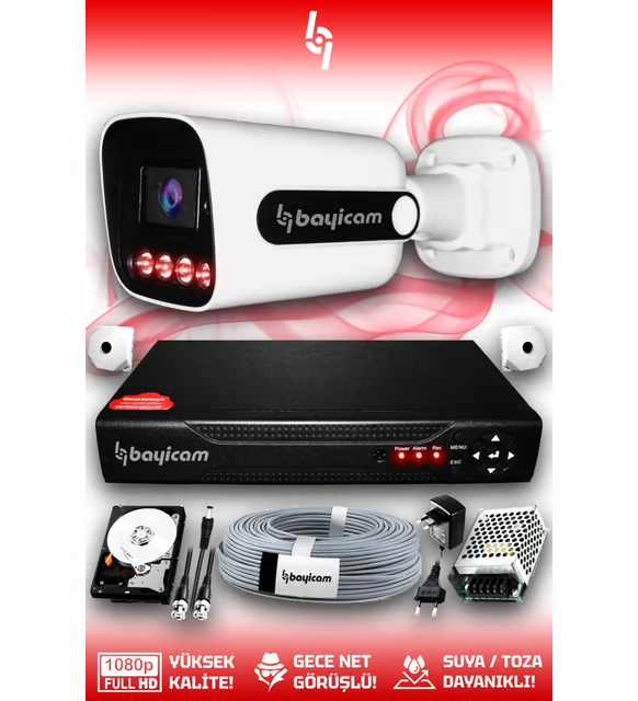 Bayicam 1 Kameralı Zebra 1 Dış Kamera Set 250 GB 5 MP Full HD Gece Görüşlü