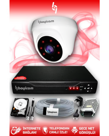 BAYICAM 1 Kameralı Dome 1 İç Kamera Set 320 GB HDD Full HD Gece Görüşlü