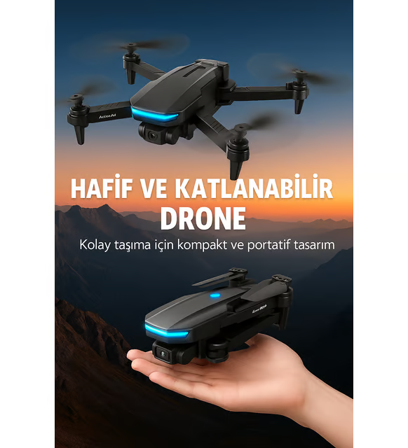 Yükseklik Sabitlemeli Katlanabilir Drone 1080P 4K Kamera Seçenekli